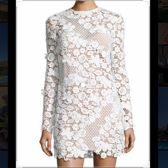 self portrait white long sleeve dress